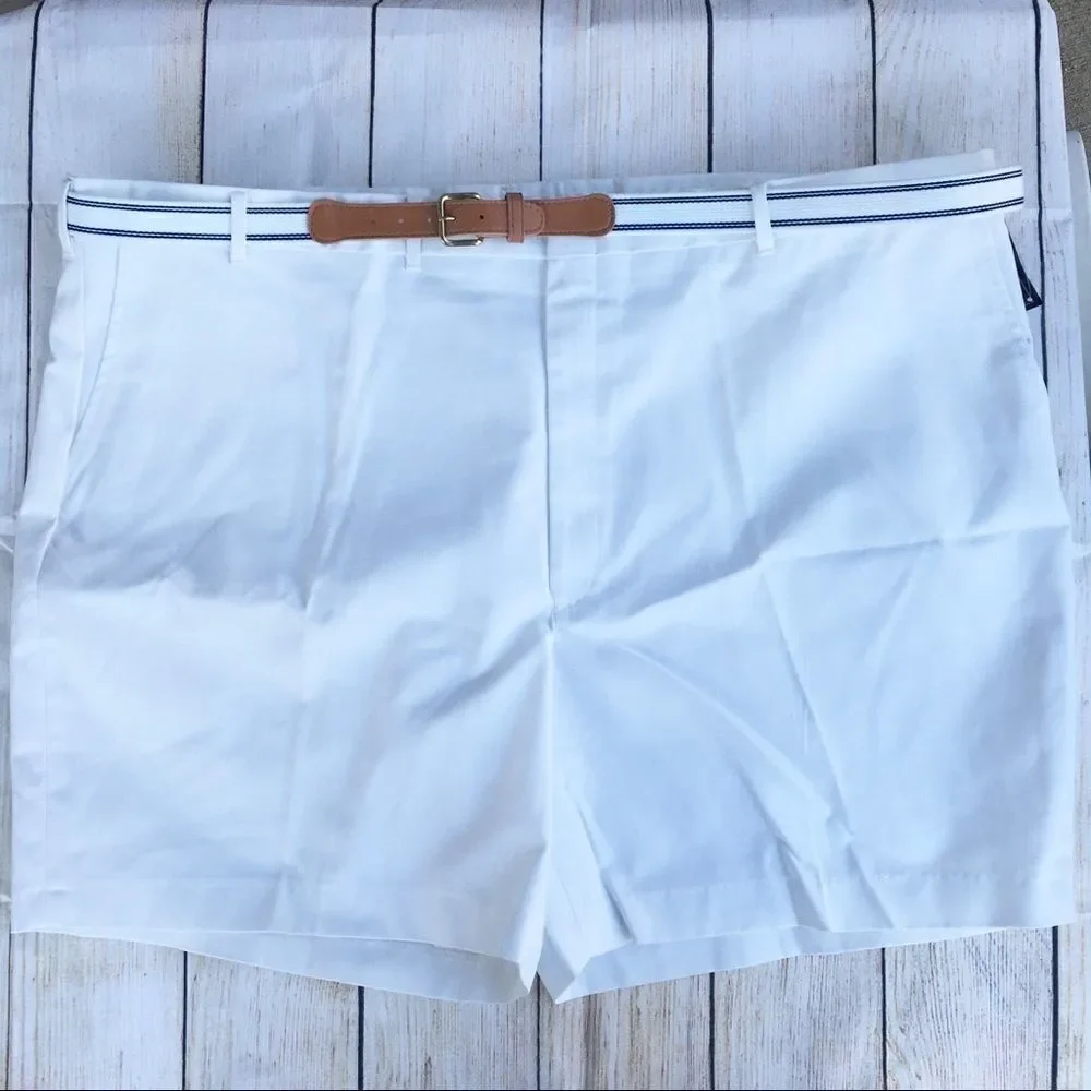 Knightsbridge White W/Belt Shorts Flat Front 50